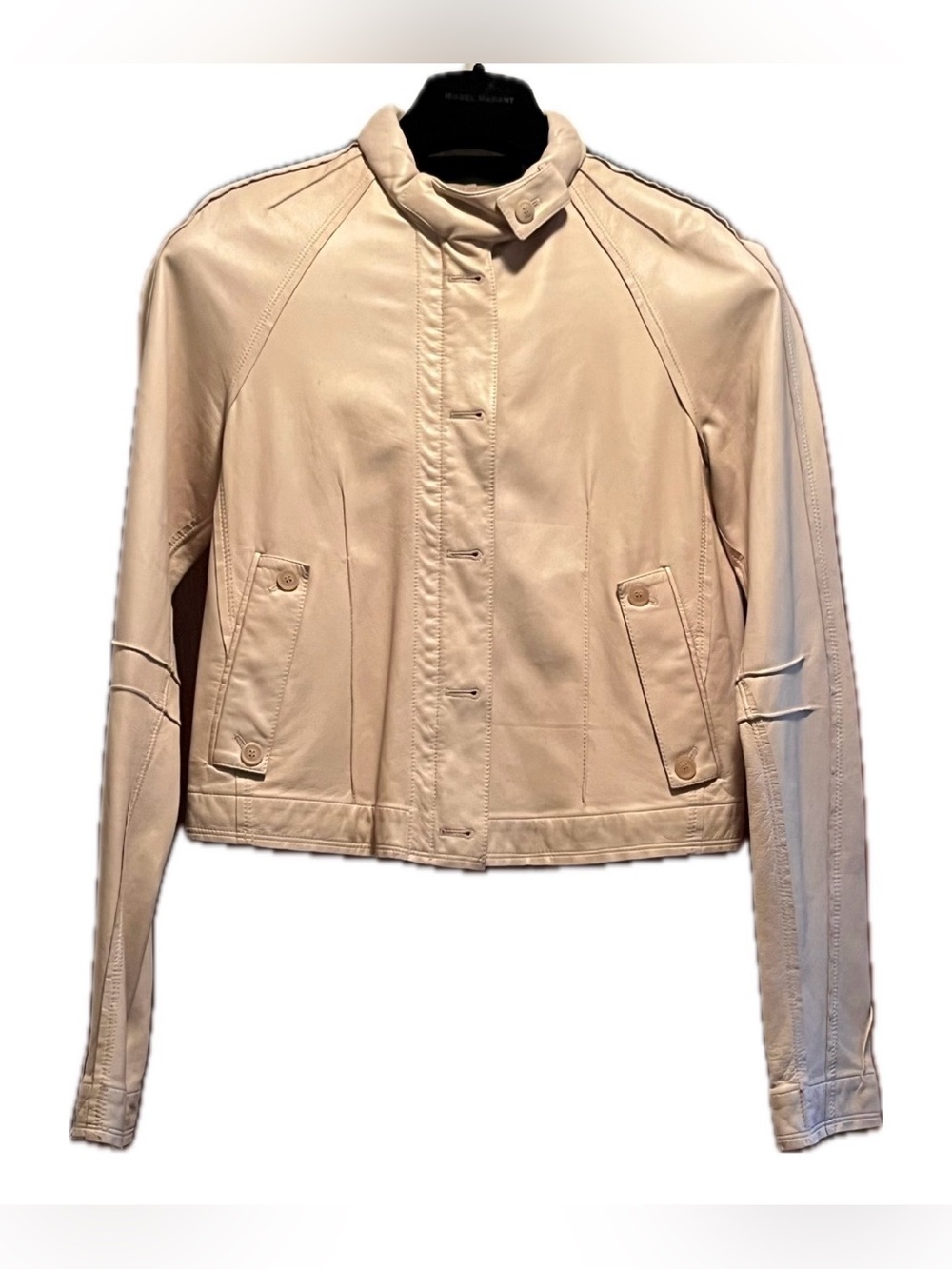 Donna Karan Cream Lightweight Leather Jacket, Simplified Elegance Sz 10